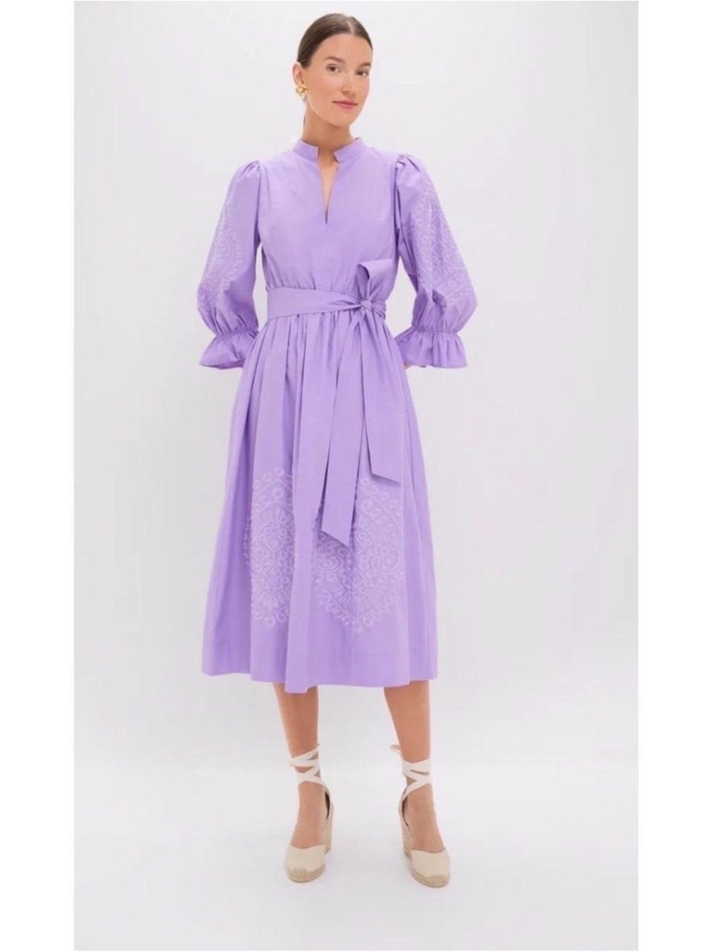 NWT Hyacinth House Dowling Embroidered Cotton Midi Dress Purple Women's XL